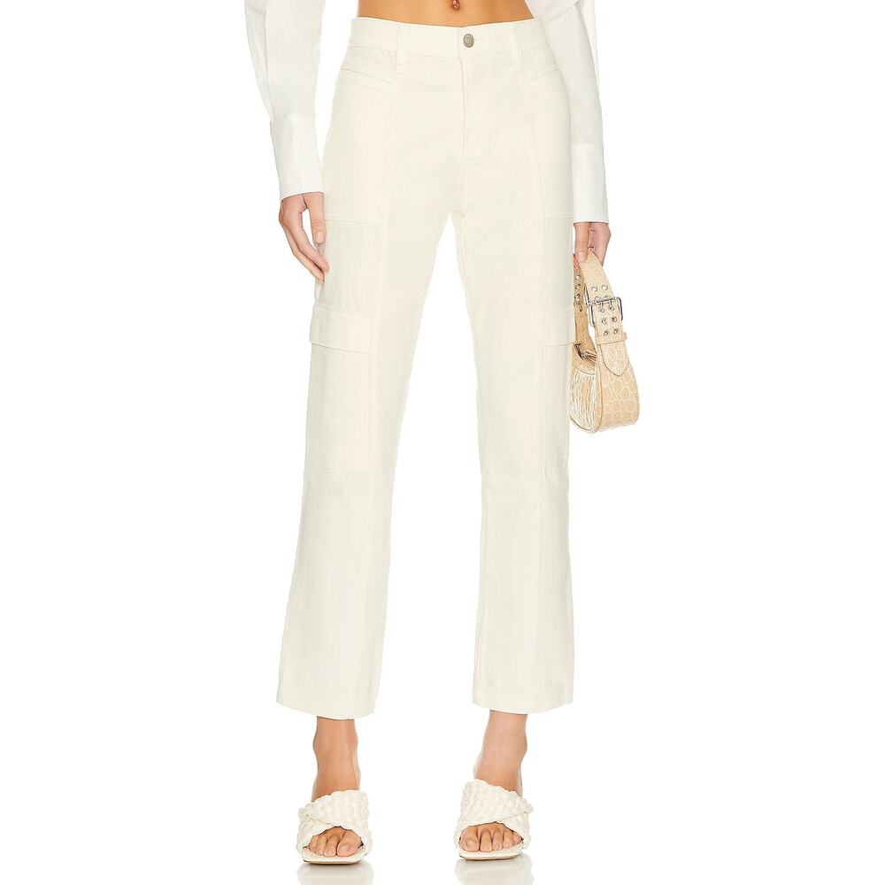 NWT Hudson Women's Utility Cargo Fashion Pants, Ecru, Size 30 Ankle, Mid-Rise